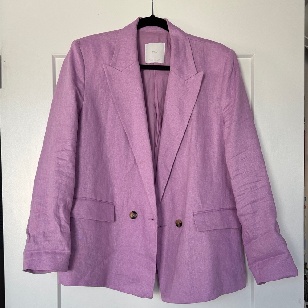 Mango Linen Lilac Blazer